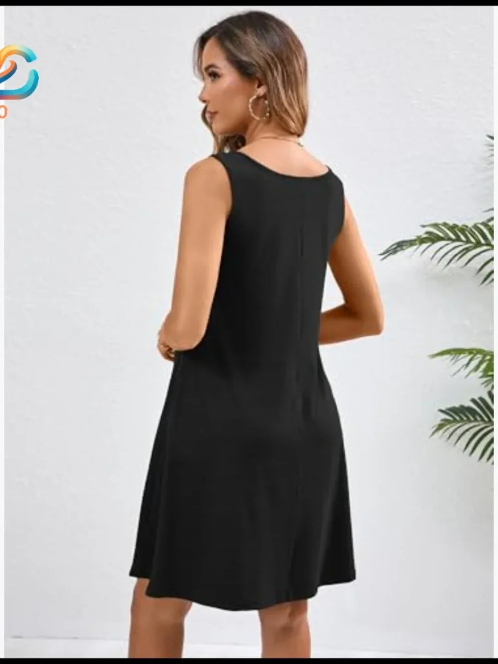Sleeveless Swing Dress with Pockets, Casual Summer Beach Wear - Picture 4 of 5